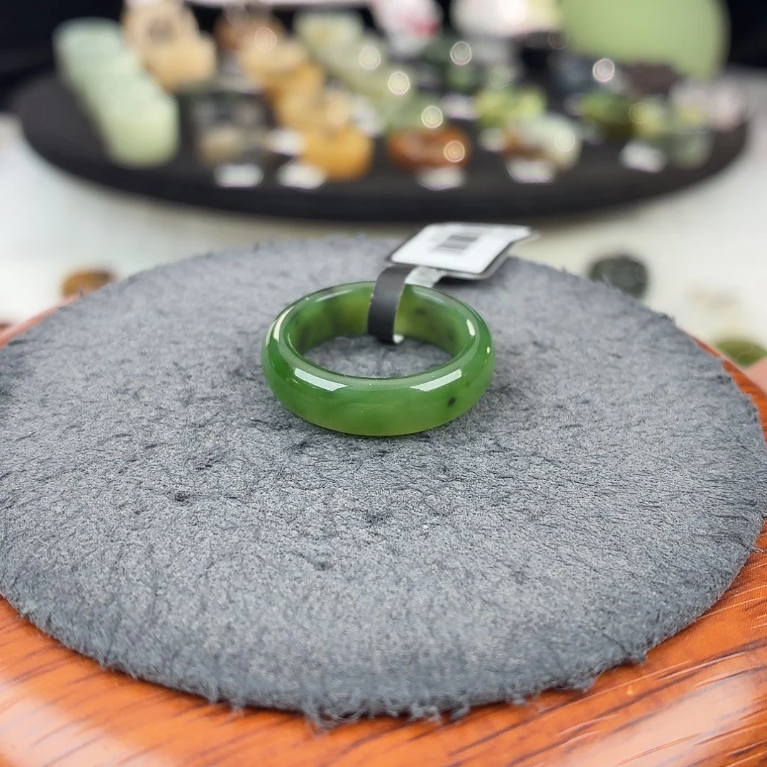 和田玉未镶嵌戒指b56俄碧玉圆条17.2