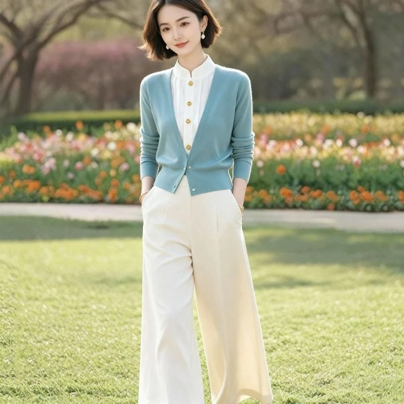 法式复古小香风假两件毛衣女2025新款高级感超好看气质针织衫上衣