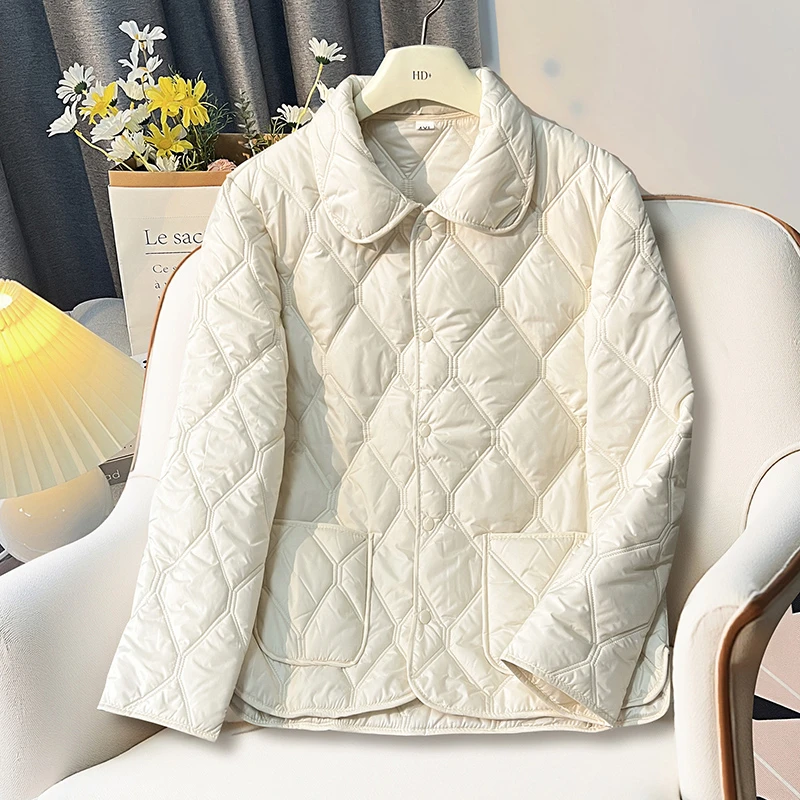 新款棉服冬季女保暖棉衣菱形秋冬短款休闲棉袄2025