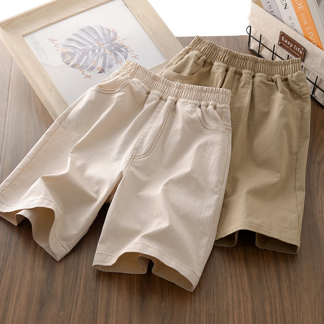 258XK5 四面弹男女童撞色线五分裤夏新儿童中大学生户外工装短裤