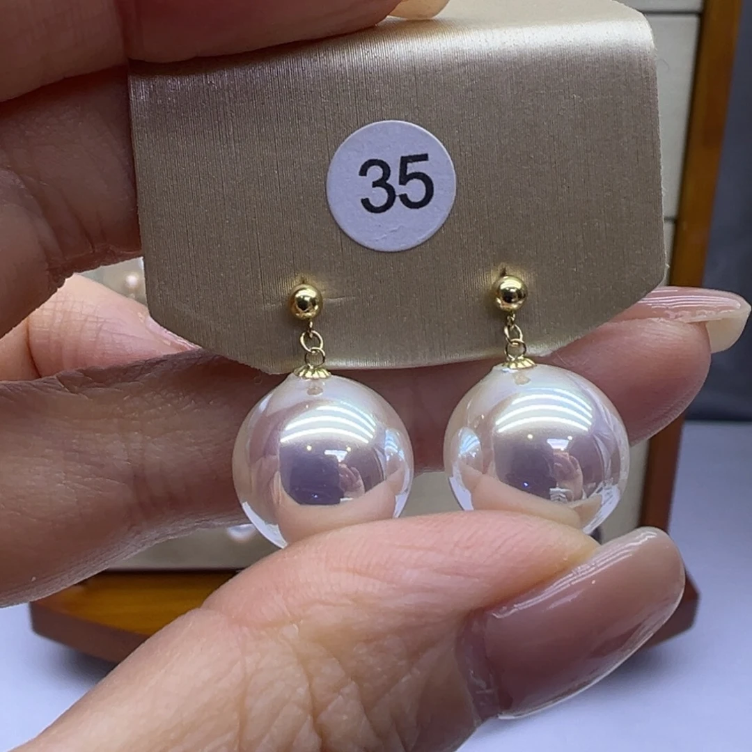 18K金镶嵌淡水珍珠耳饰