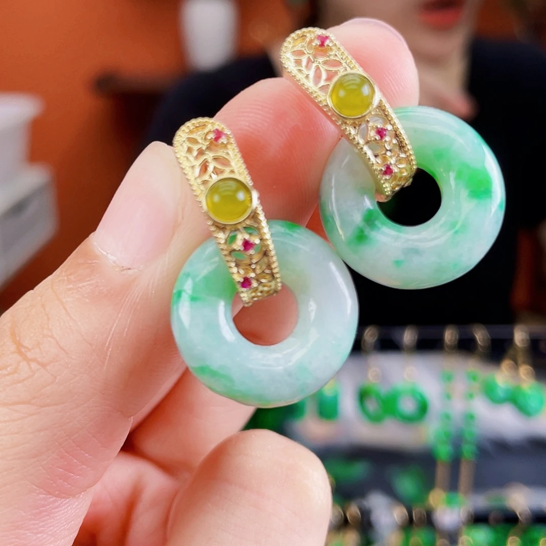 翡翠未镶嵌耳饰饰品