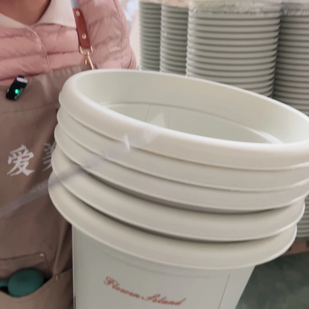 树脂青山盆7#米白色5个无托