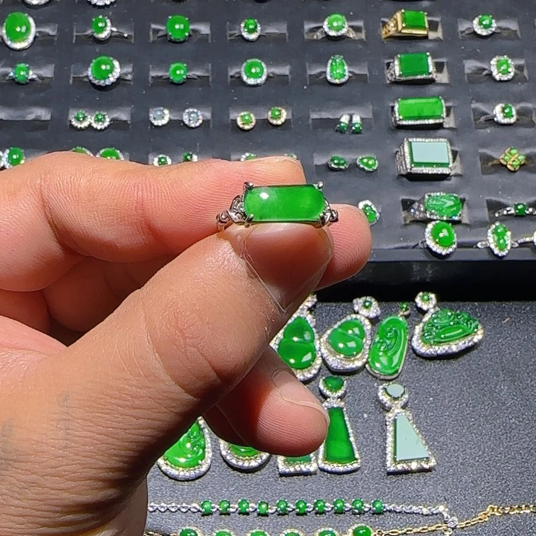 翡翠银S925镶嵌戒指