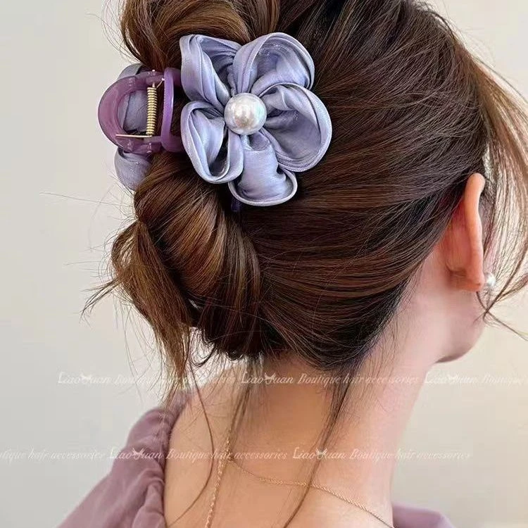 浪漫仙气~精致花朵发夹女后脑勺夏季抓夹2024新款高级感鲨鱼夹子