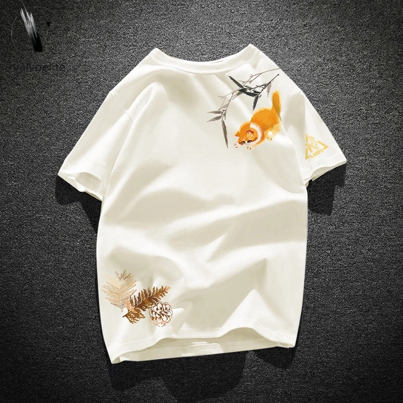 VALVOELITE高级感短袖恤男士新款夏季薄款纯棉上衣体恤印花大码