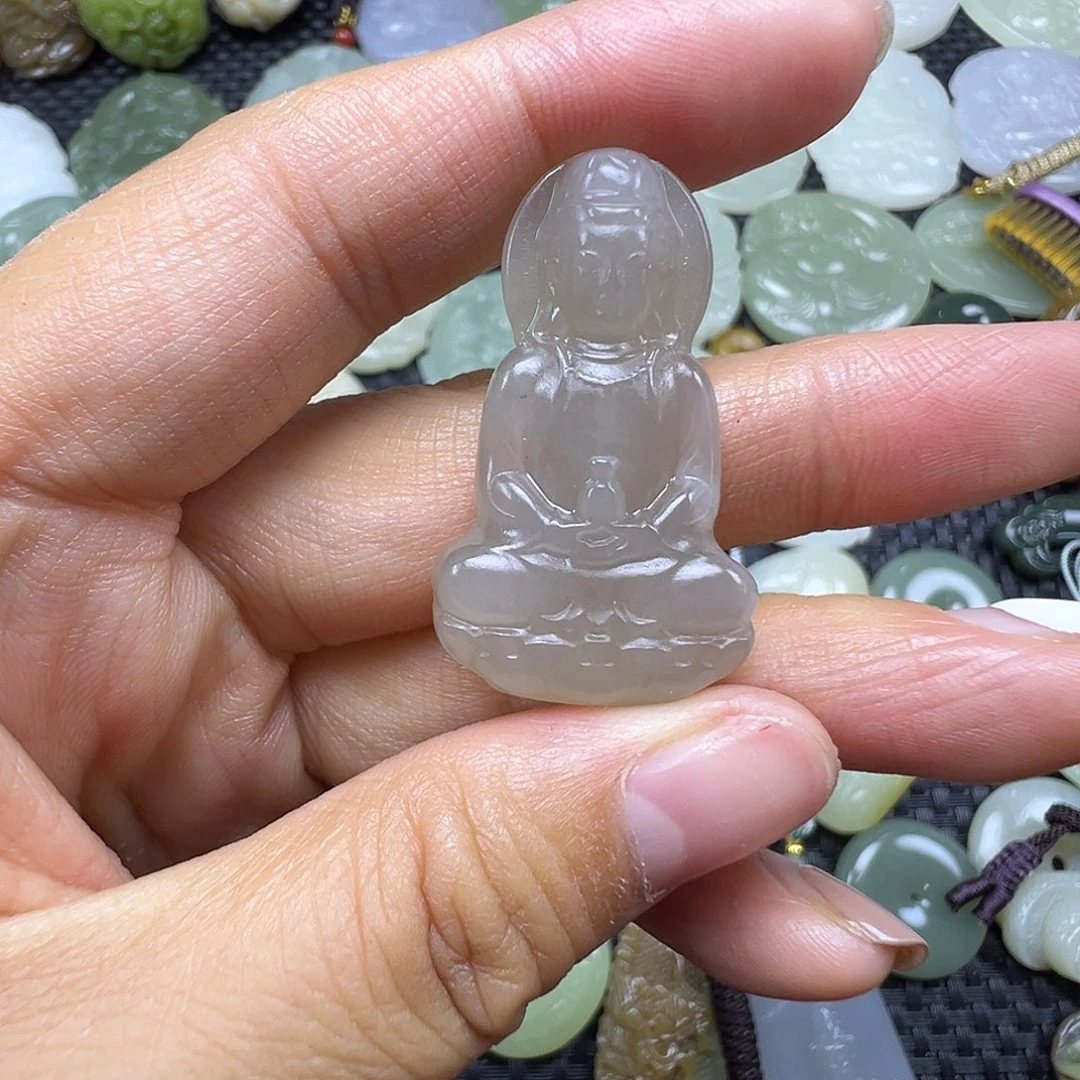 和田玉未镶嵌吊坠(赠链)微瑕漏