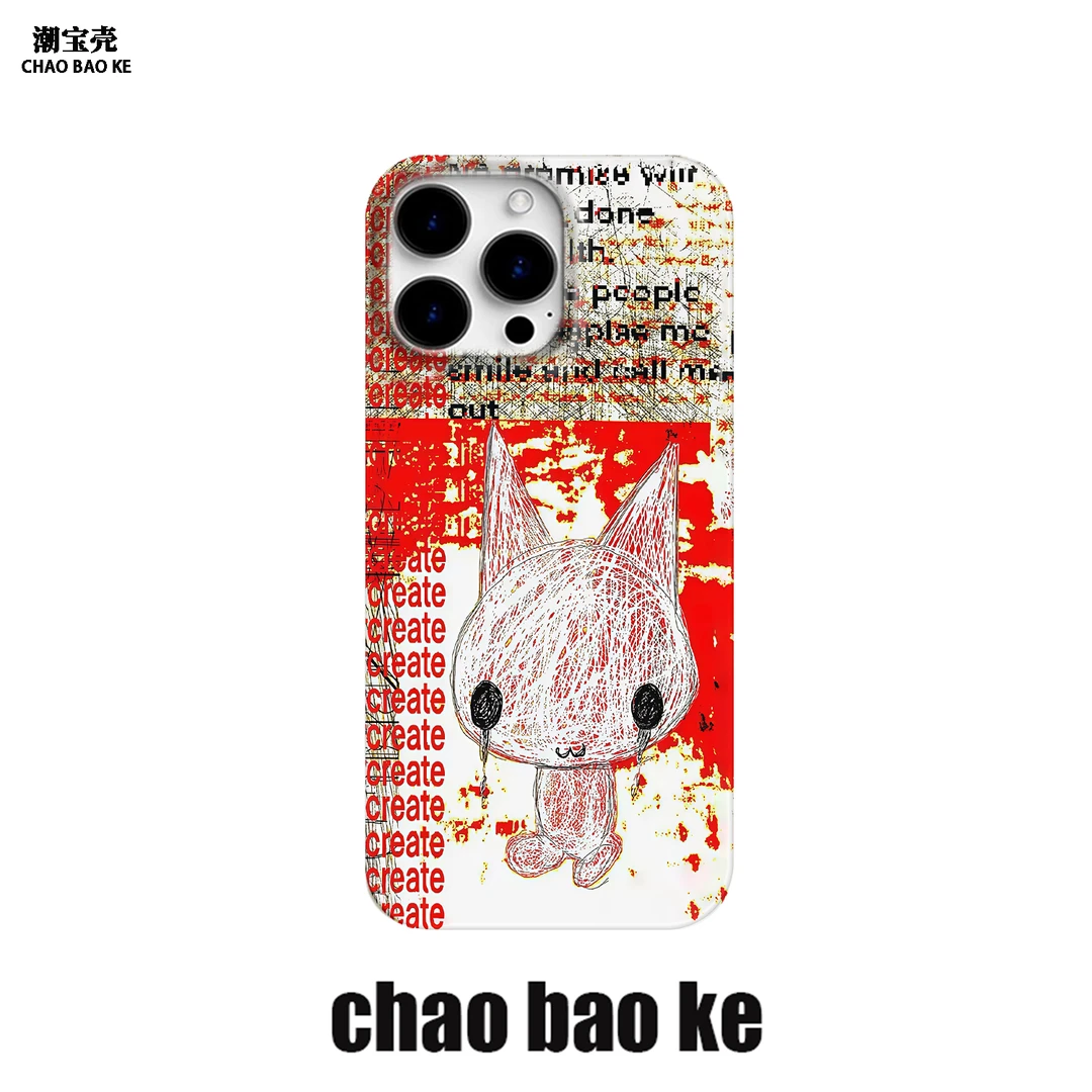 create猫手机壳适用于苹果16promax美式涂鸦iphone15pro小众14/13