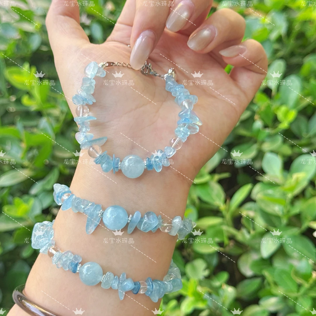 LY004 【 冰河之梦 】 海蓝宝碎石+海蓝宝顶珠  完美主义者谨慎下单