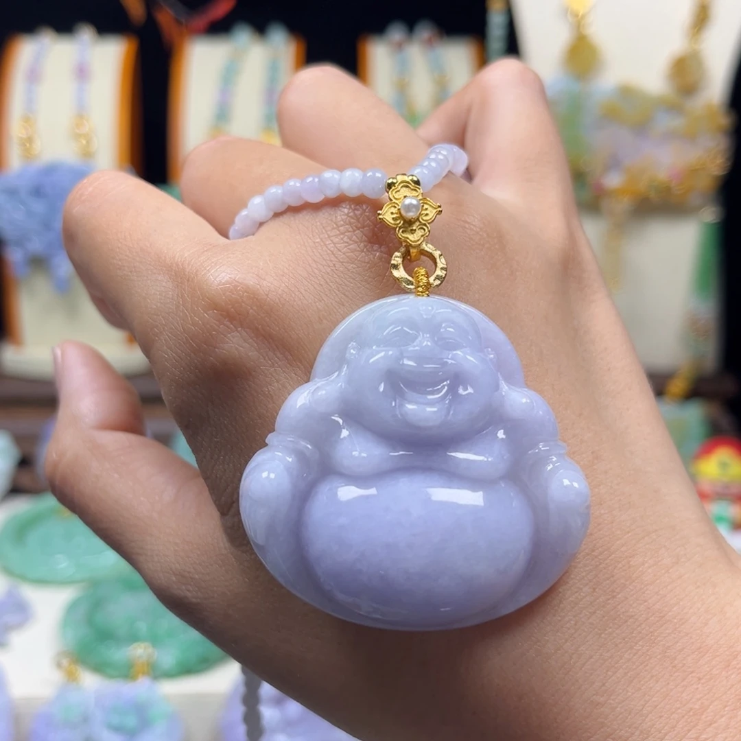 翡翠未镶嵌颈饰紫佛