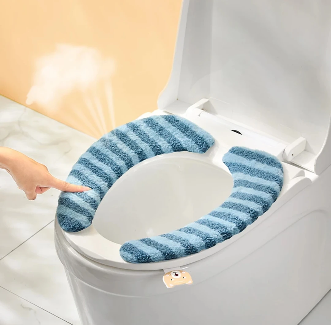 【居家好物】月亮绒马桶贴家用毛绒加厚四季通用防水垫圈粘贴式