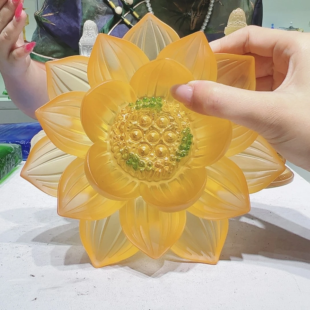 【闪购商品】手工艺品琉璃莲花 17.5cm