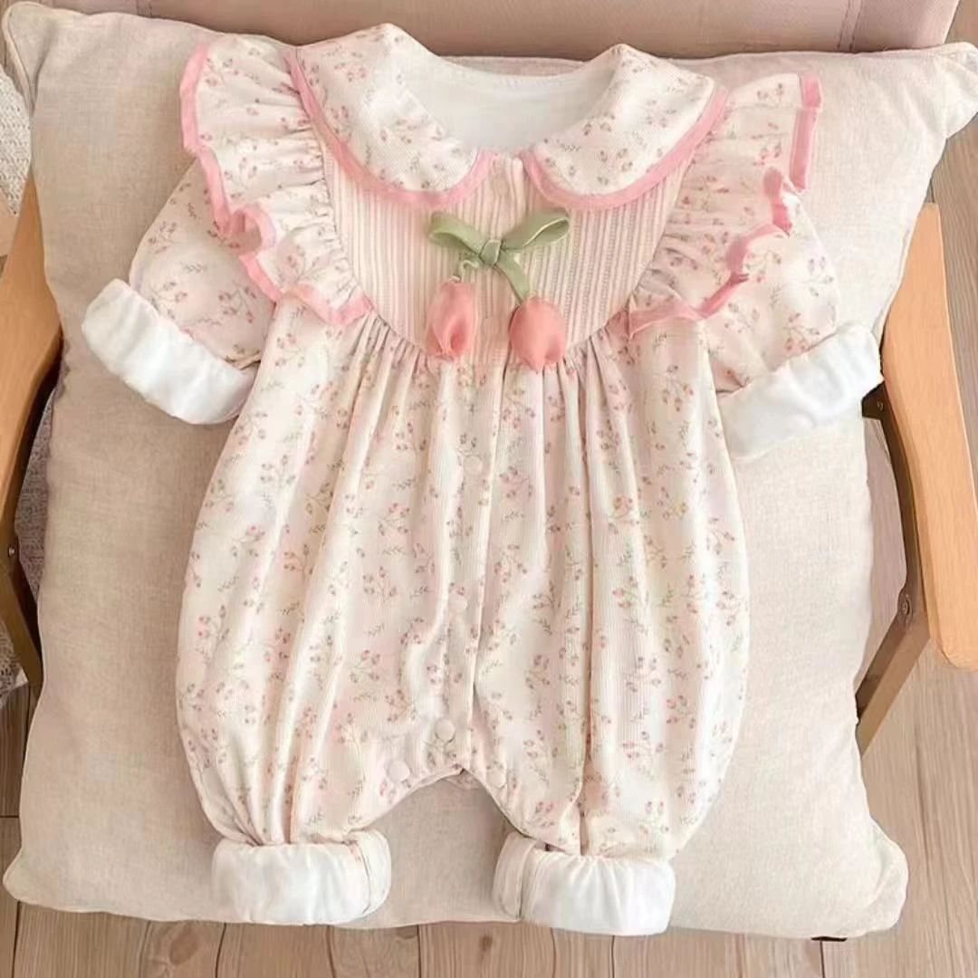 婴儿衣服春装女宝宝连体衣婴幼儿公主小月龄超萌哈衣春秋季外出服