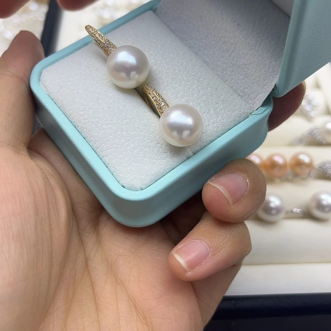 银S925镶嵌淡水珍珠耳饰