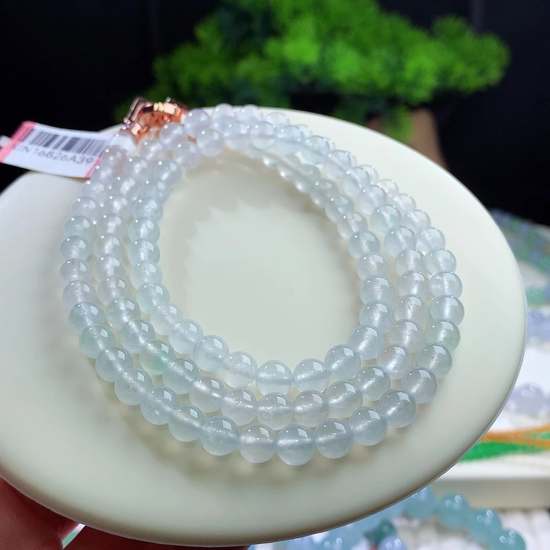 项链未镶嵌翡翠高冰玻 有丝绒棉 卡6mm左右