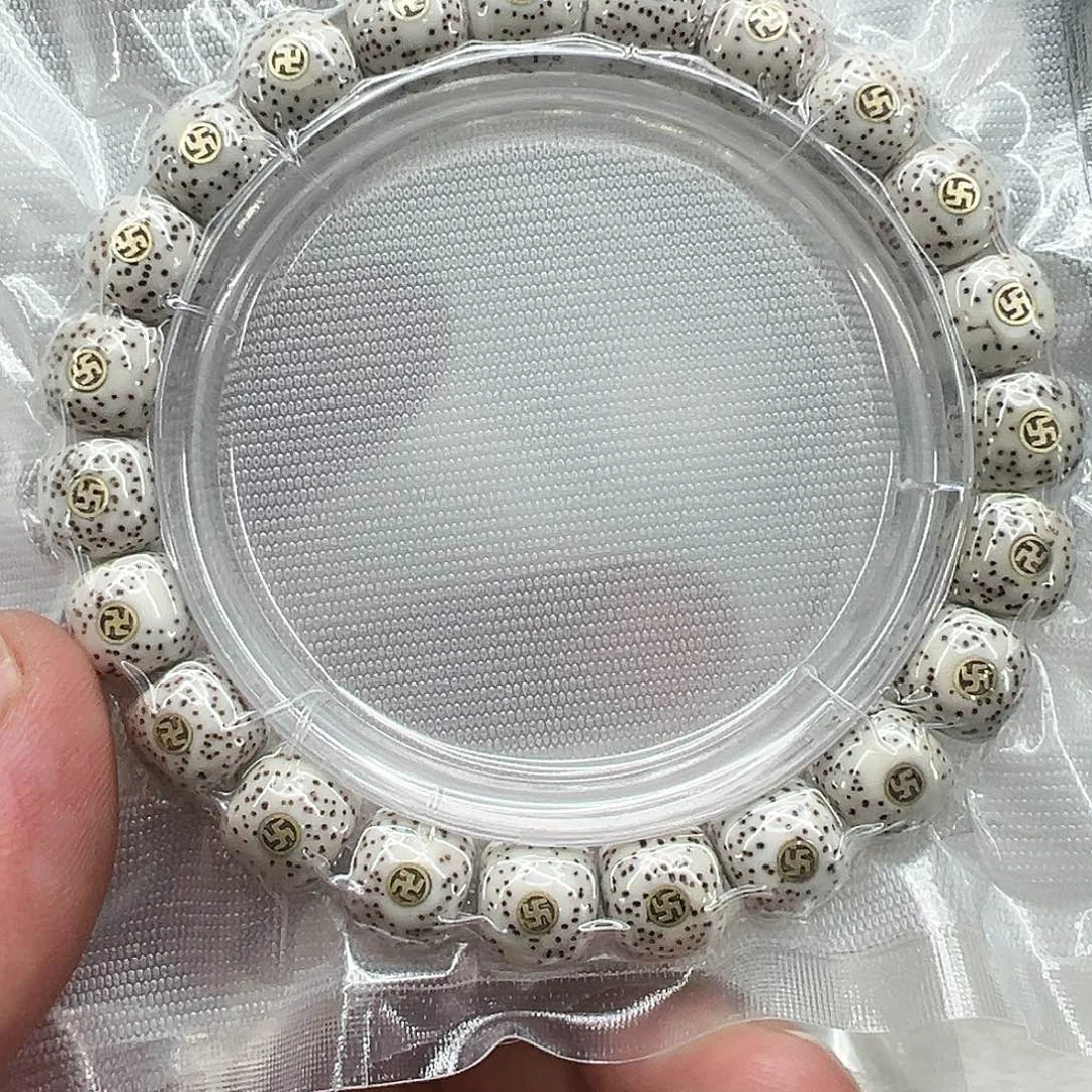 星月菩提手串28王者原脂白星月菩提单圈万字1.0