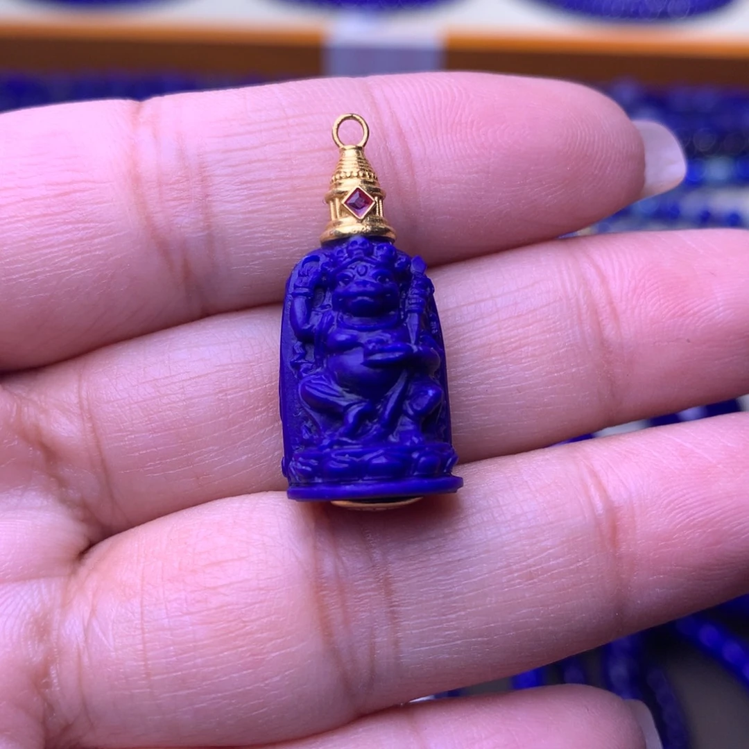 青金石18K金镶嵌吊坠威德金刚