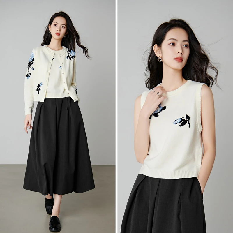 晚白【新品】2025春秋针织背心女25052509