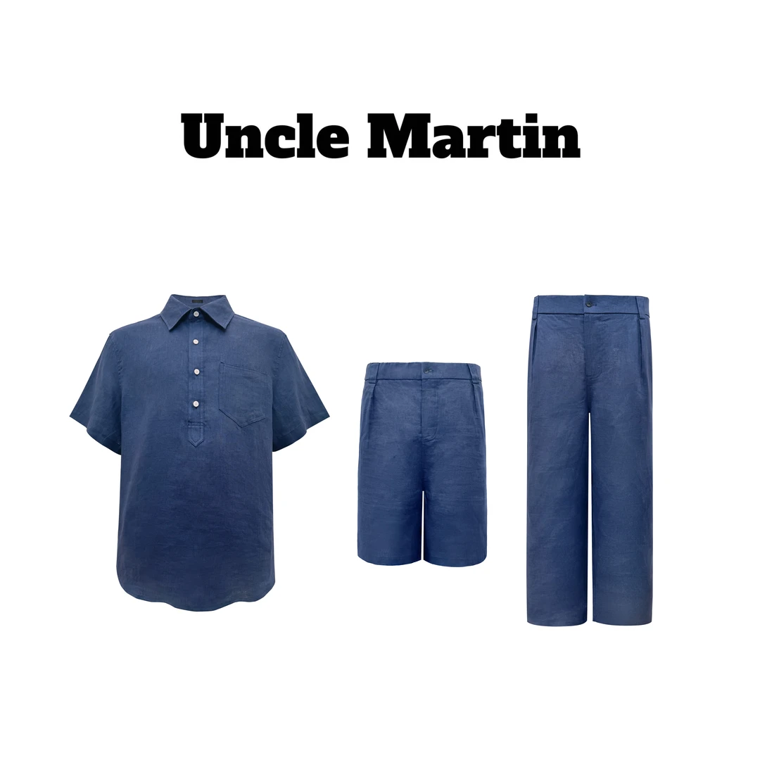 马丁叔叔 25夏季定制亚麻时尚百搭套装三件套475