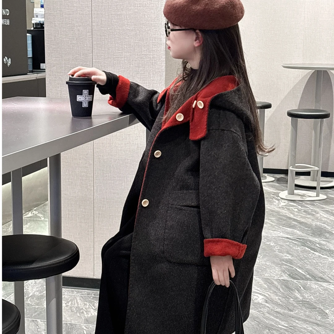 【皇室童缘】儿童双面羊毛大衣中大童毛呢外套秋冬15830104028