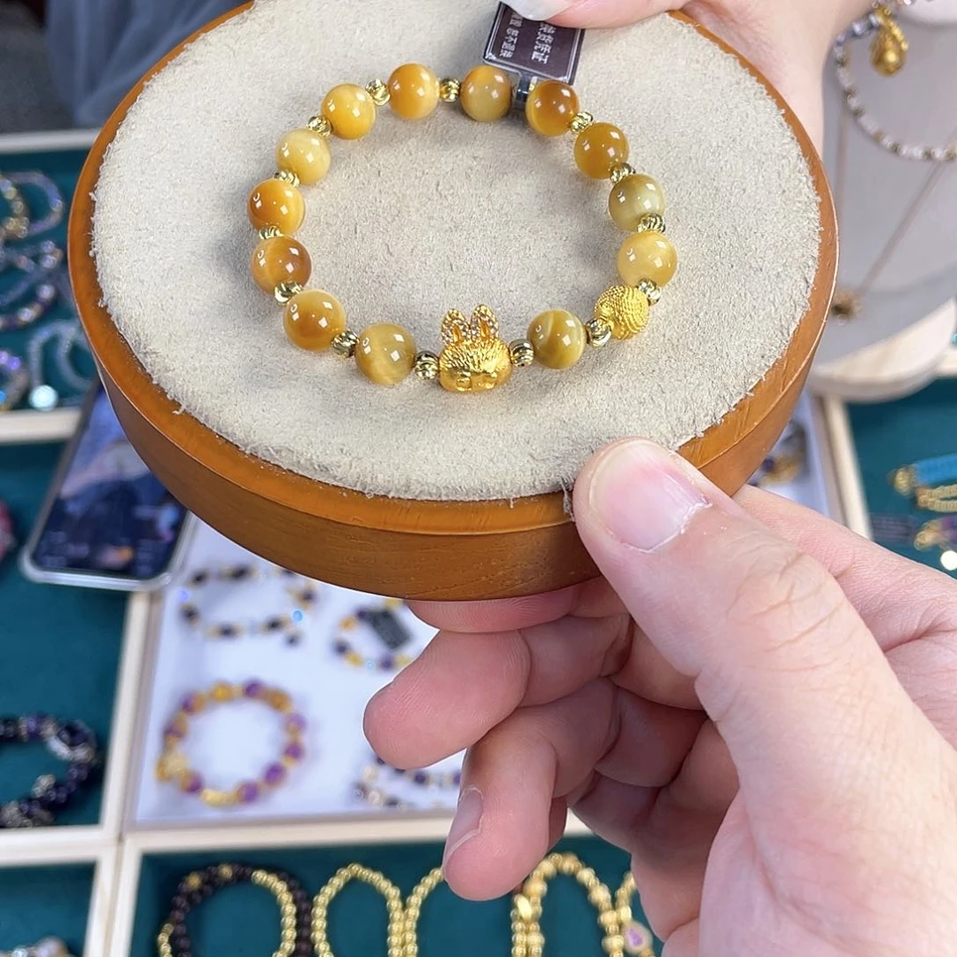 水晶手链银S925镀金镶嵌