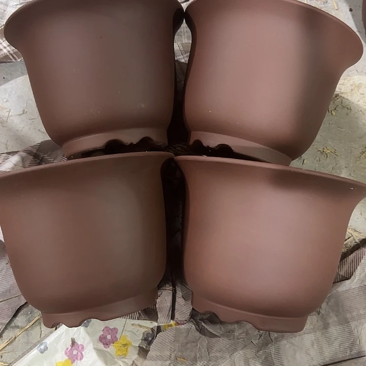 紫砂花盆大漏处理清仓一组外贸款四只20×15