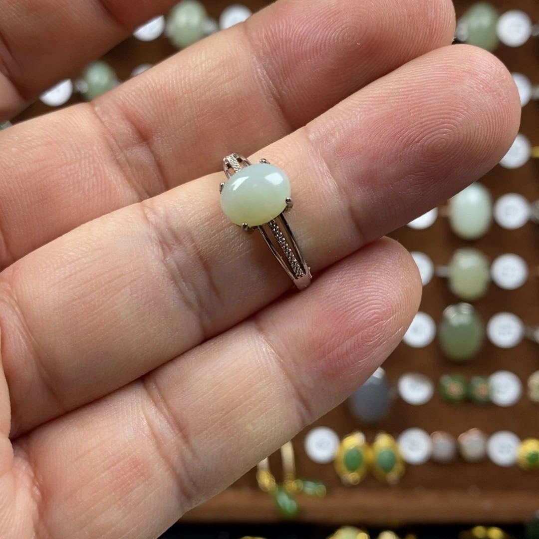 和田玉(青白玉)戒指合金