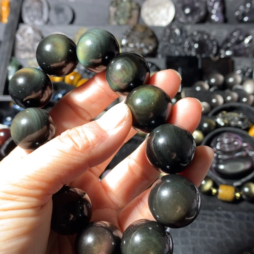 【闪购商品】黑曜岩手串未镶嵌凯*