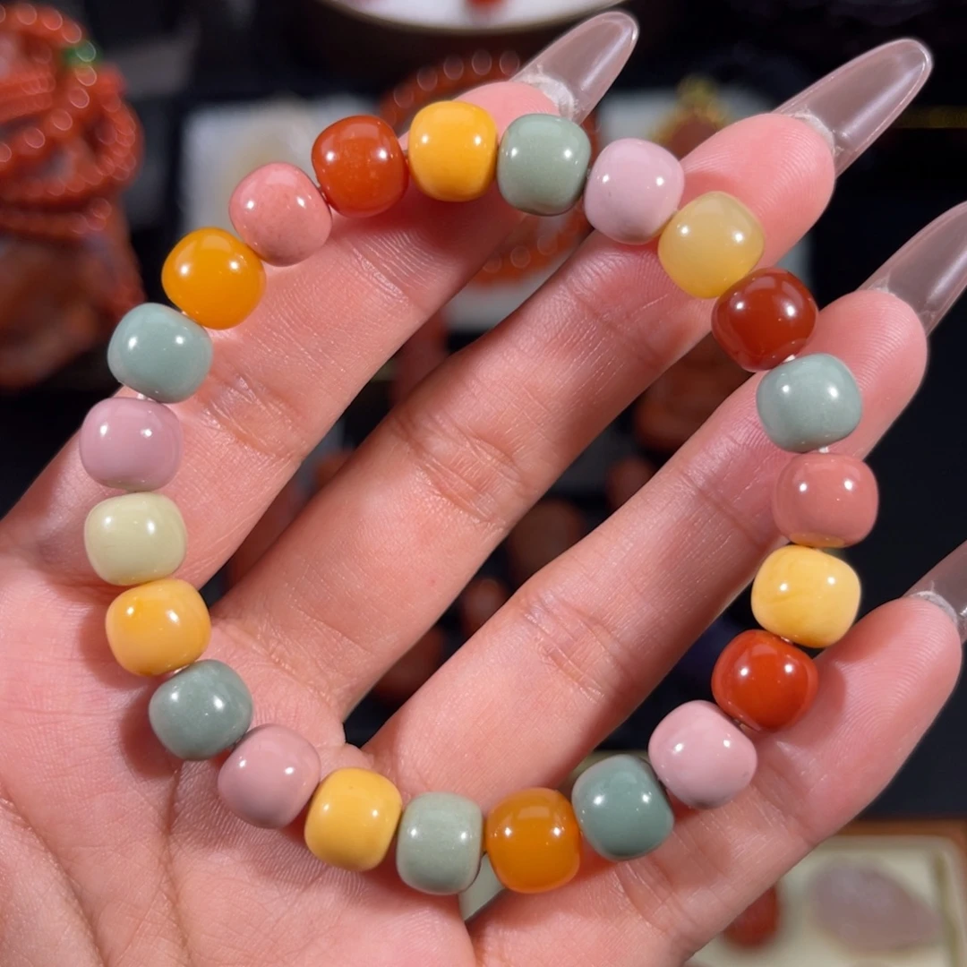 石英质玉（黄龙玉）未镶嵌多宝老形手串9左右