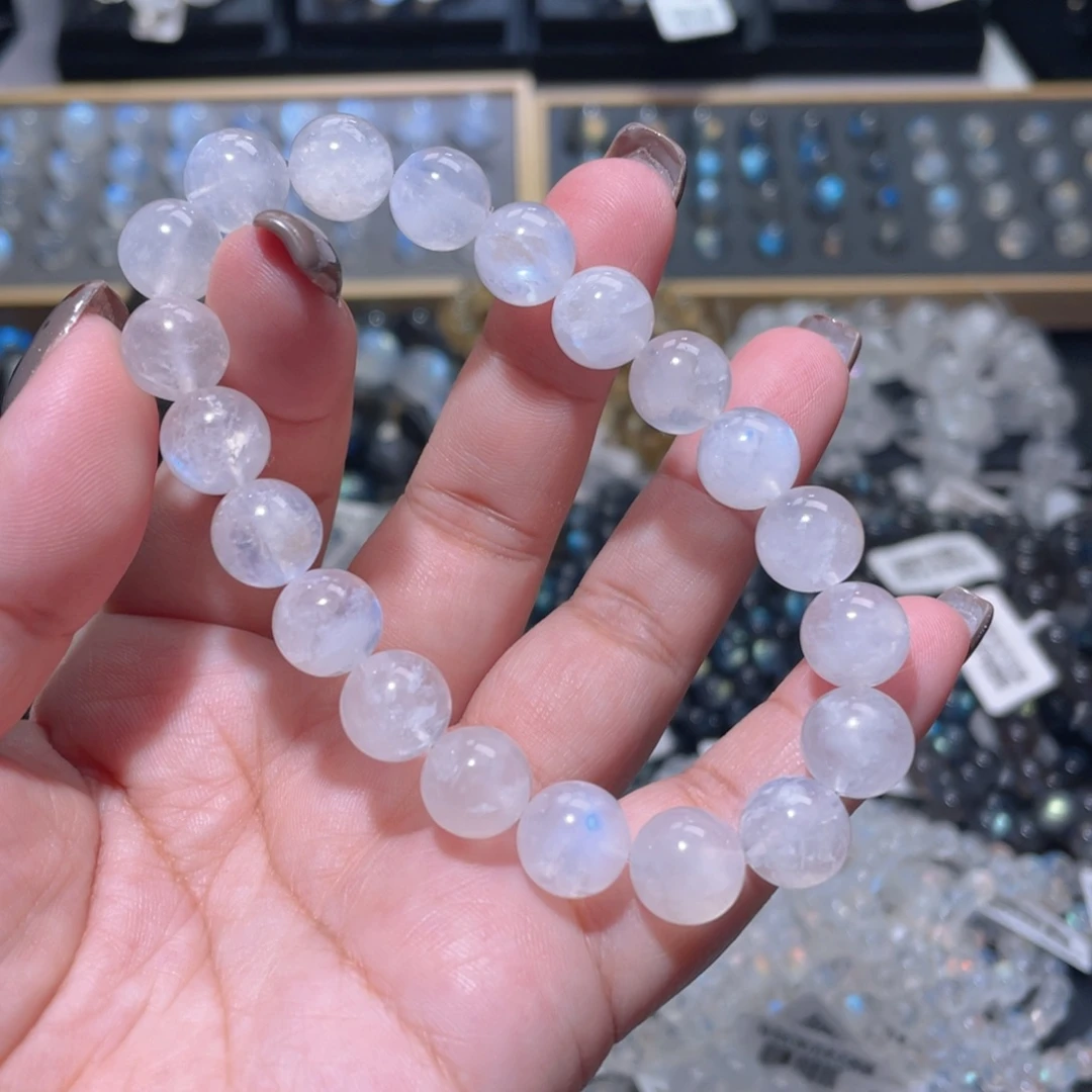 未镶嵌长石手链奶油体蓝月光手链10mm捡漏价