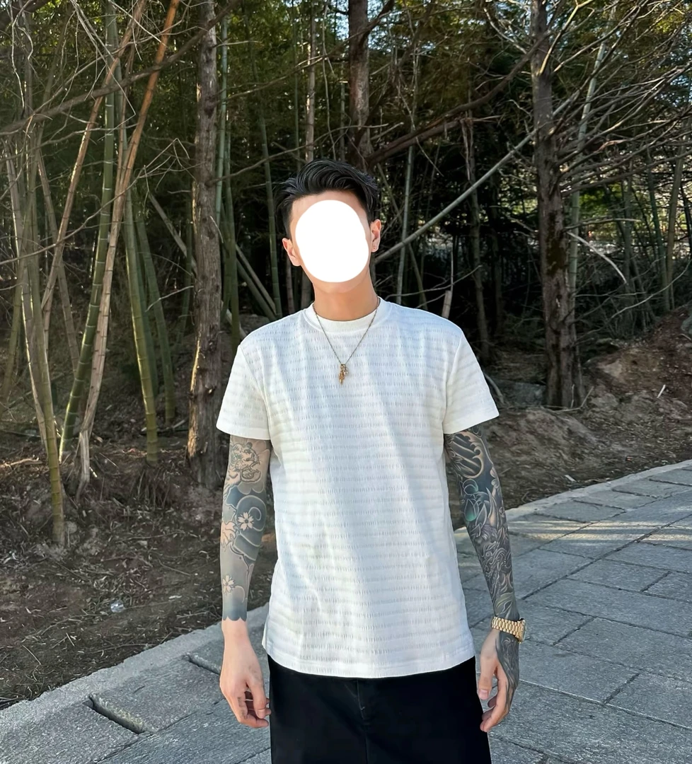 Darkhorse夏季正肩肌理简约高级感修身短款百搭男士t恤短袖