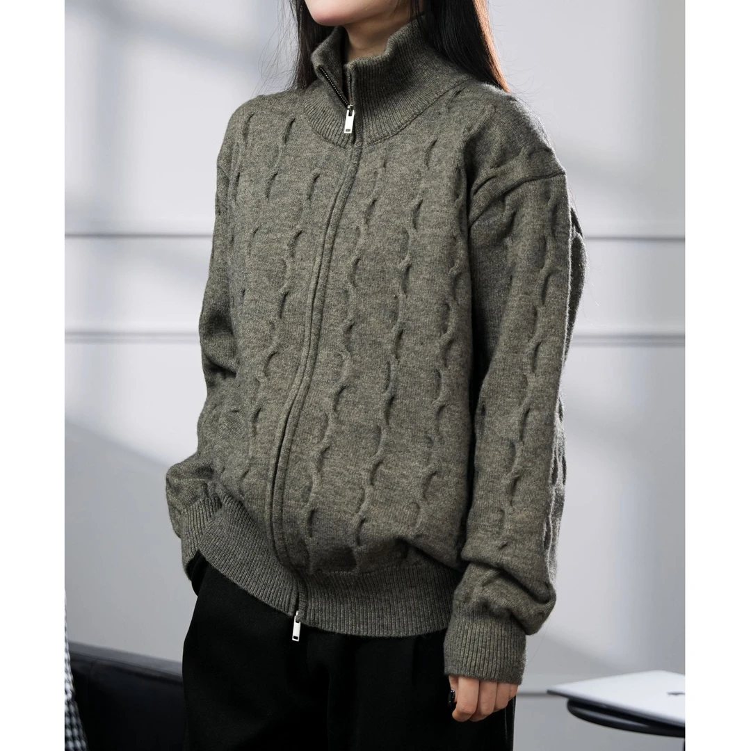 3-in-o【立体水波纹提花】秋冬纱线工艺北极绒重磅针织衫-STYY3798