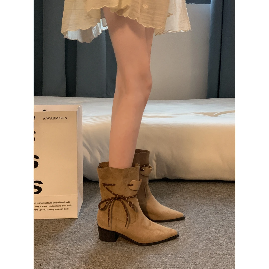 贾不假休闲长靴女款2025秋季新品时尚复古风百搭小个子厚底时装靴