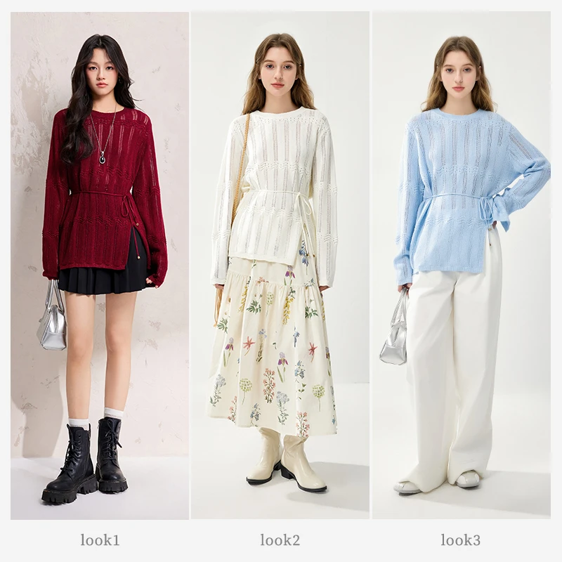 秋水伊人舒适绵羊毛混纺纱线毛针织衫625101B100301