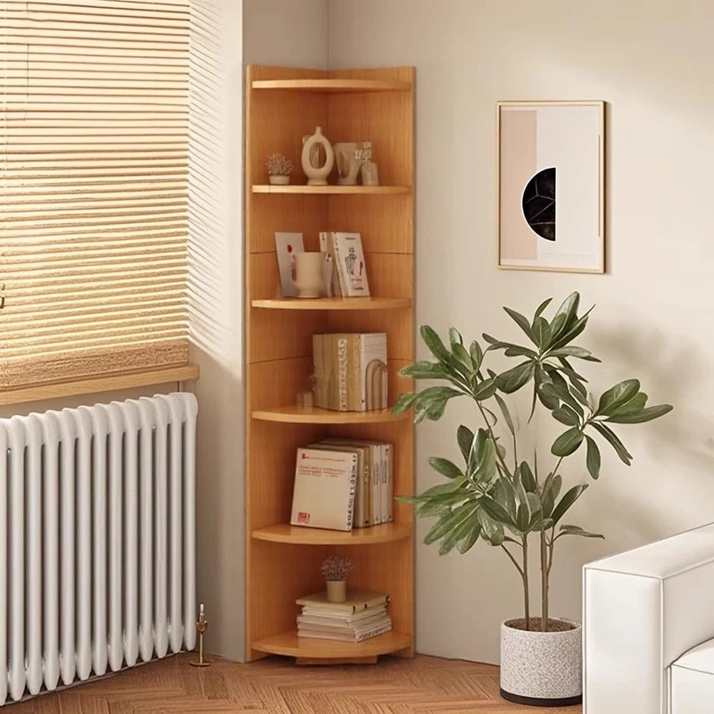 转角书架客厅落地置物架简约多层收纳书柜一靠墙放书窄缝储物柜