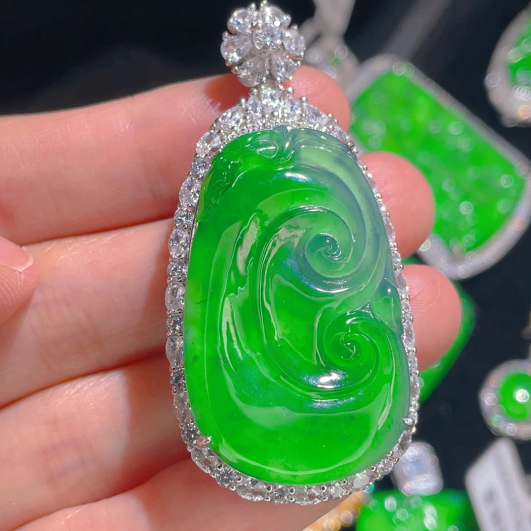 翡翠吊坠(不含链)银S925镶嵌