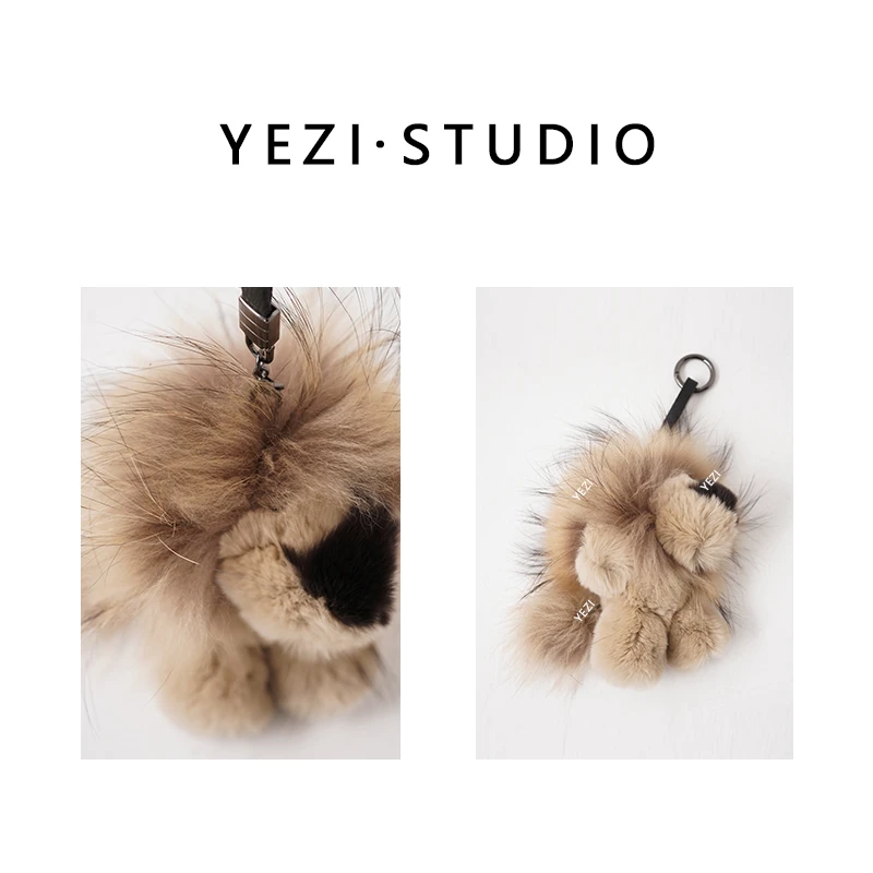 【狮狮如意】天然濑兔毛貉子毛轻柔蓬松时尚趣味小狮子挂件25344022