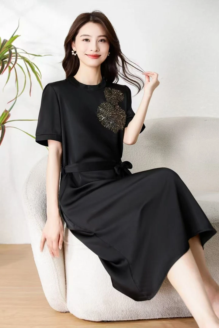 沉香T9919气质时尚休闲女士夏季印花连衣裙女装气质时尚洋气