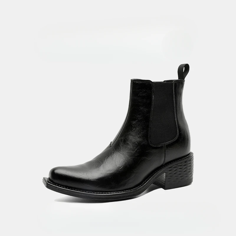 时尚黑色复古百搭秋冬短筒短靴|男款青适用现货超纤鞋面