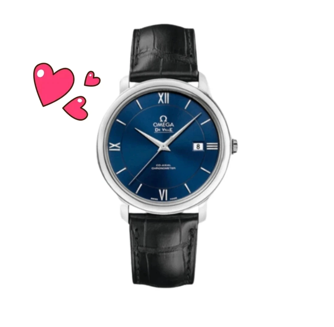 99新 Omega/欧米茄 /蝶飞系列蓝盘皮带款/表径39.5/自动机械男表