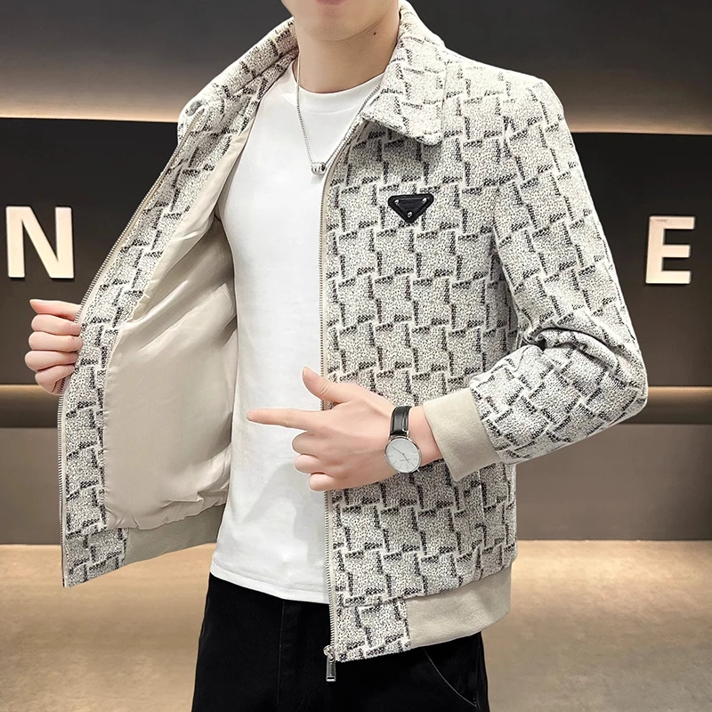 高级感男士夹克外套男款春秋季新款男装时尚翻领休闲百搭短款风衣