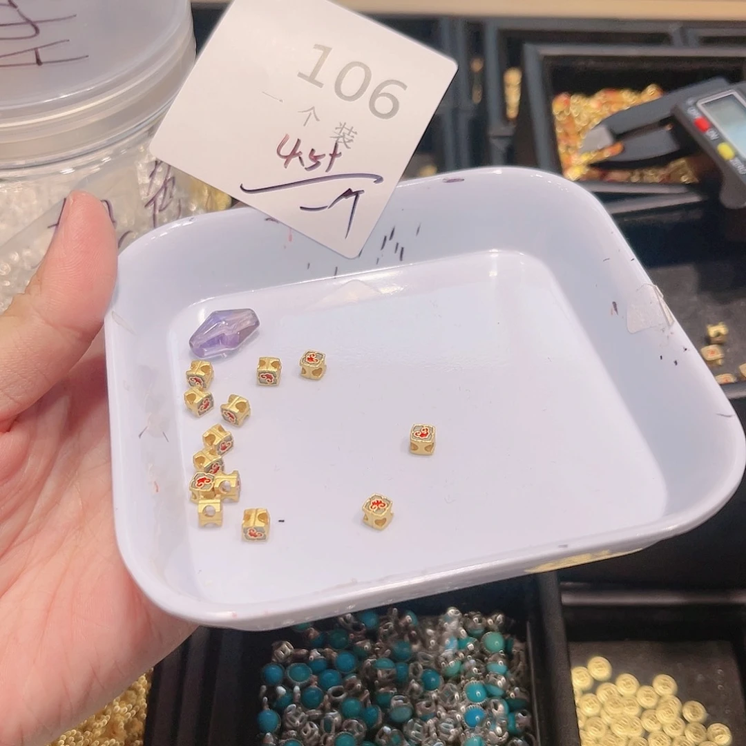 水晶珠宝半成品银S925镀金镶嵌106