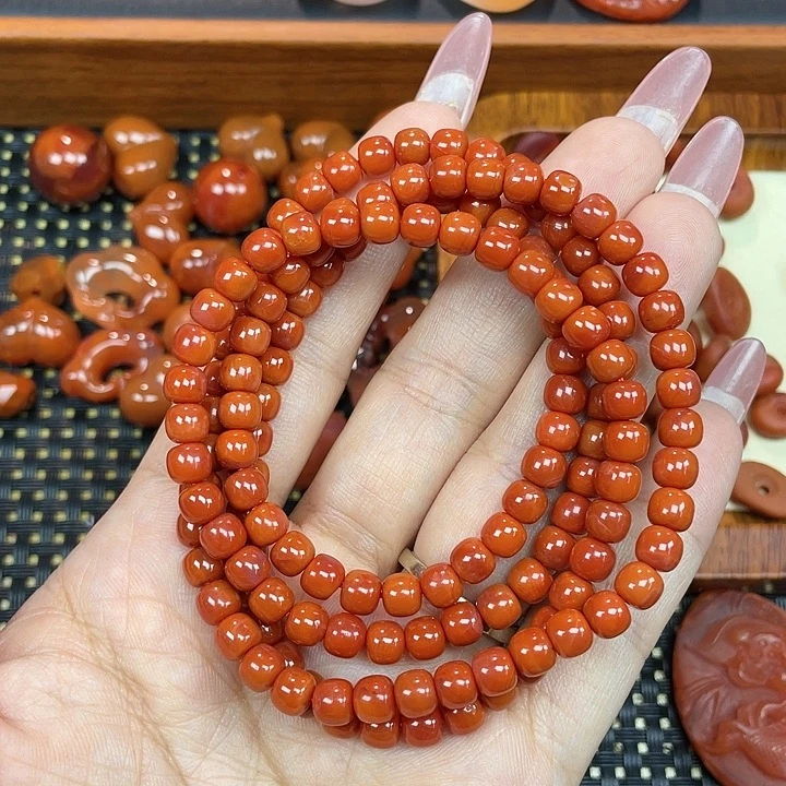 南红玛瑙未镶嵌颈饰老型多圈