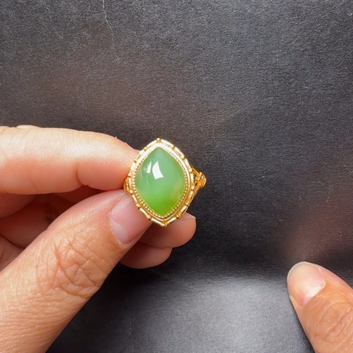 和田玉（碧玉）银S925镶嵌戒指