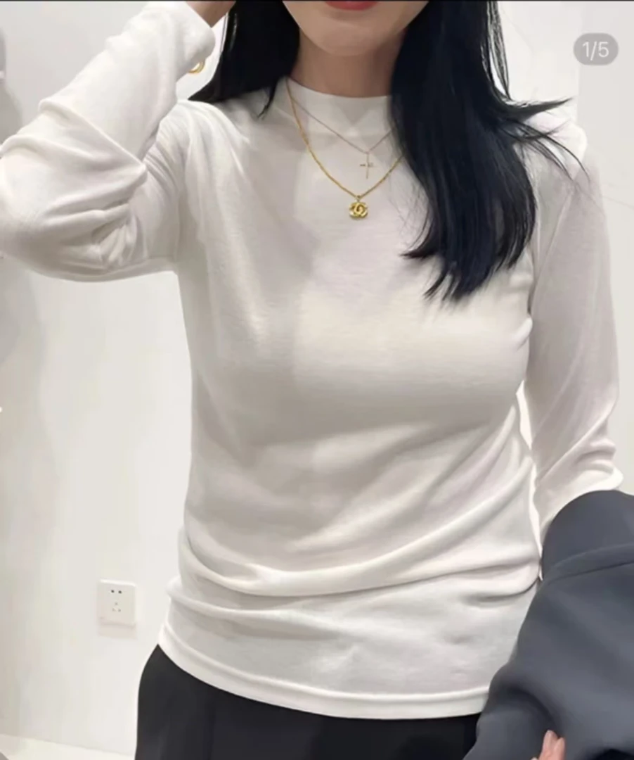 半高领长袖T恤磨毛显瘦内搭打底衫上衣 新选f497