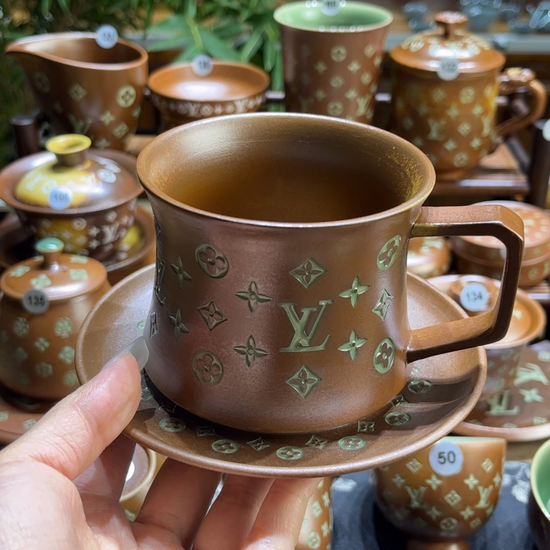 S***y草木灰老花套装咖啡杯