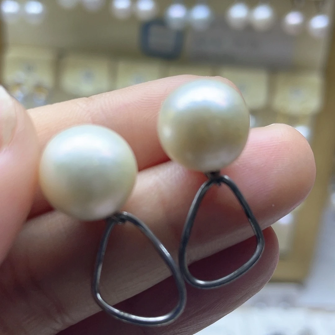淡水珍珠耳饰银S925镶嵌