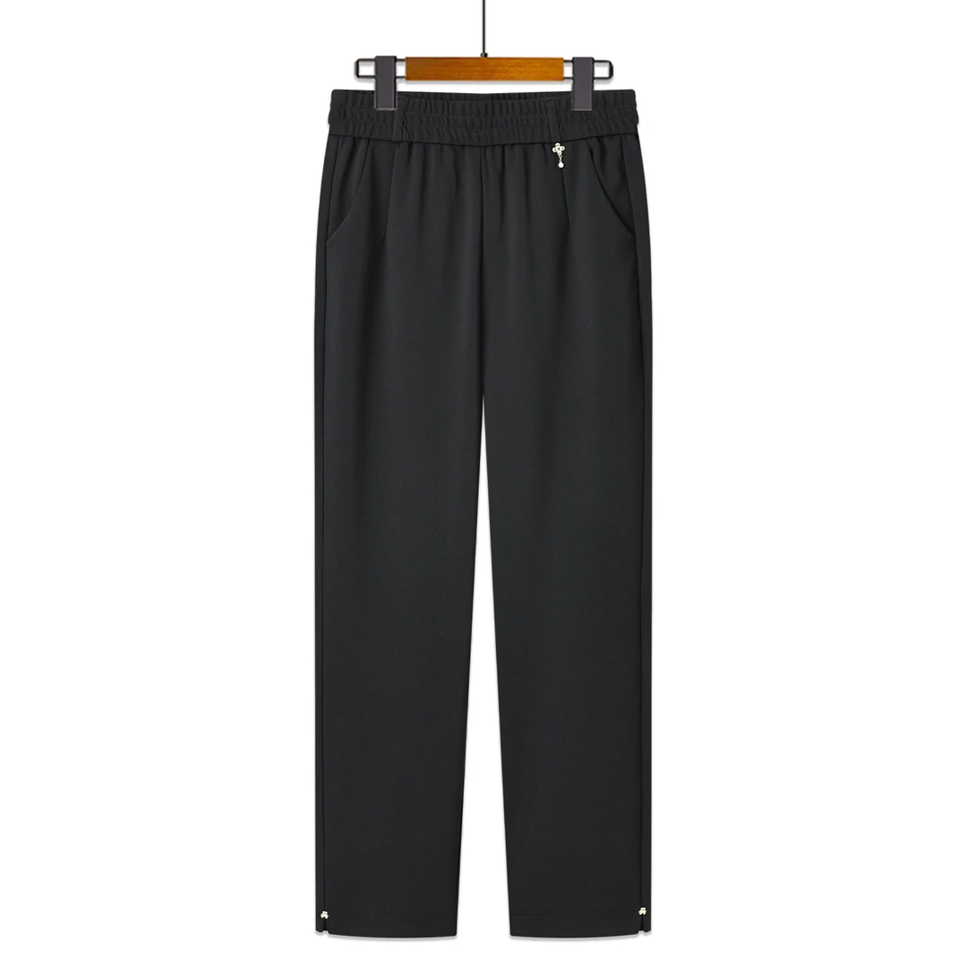 妈妈裤子春秋款高腰显瘦中老年女裤时尚洋气小个子中年直筒休闲裤