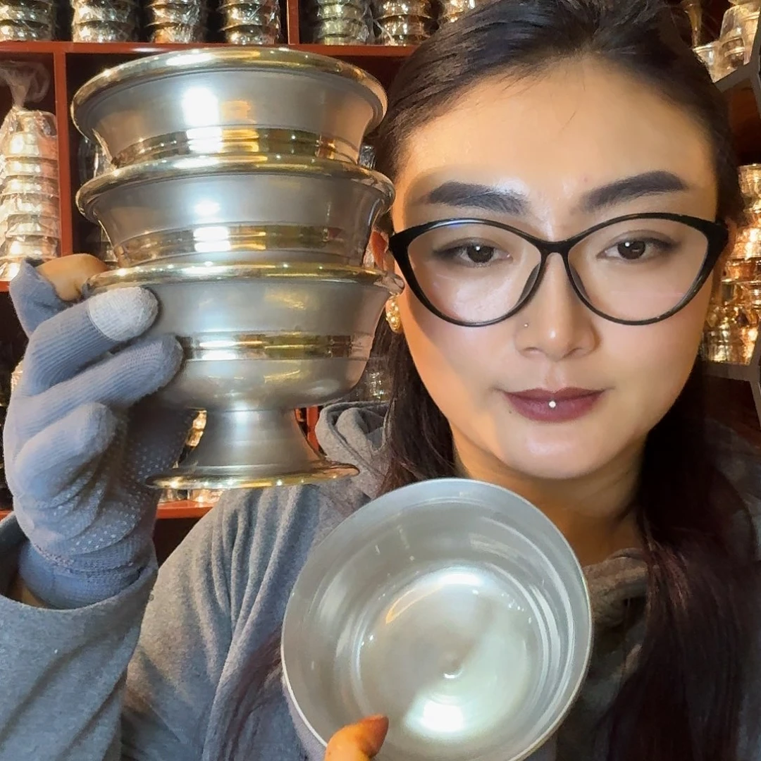 铜尼泊尔纯手工纯青铜供水碗7个13cm