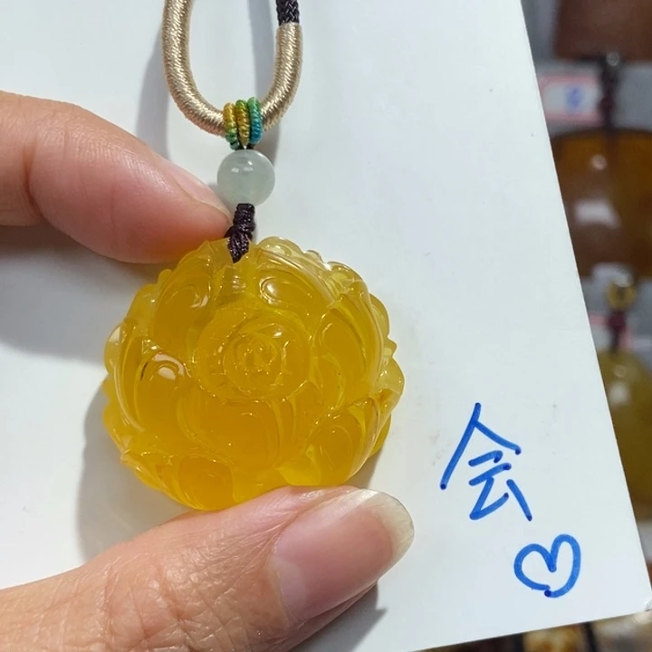 定制琥珀未镶嵌传*琥珀蜜蜡吊坠项链